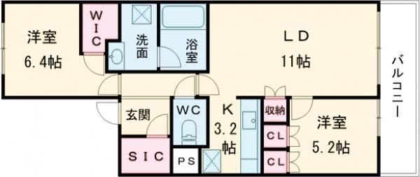 神戸市中央区元町通のマンションの間取り