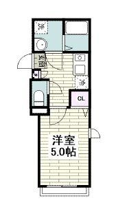 座間市南栗原のアパートの間取り