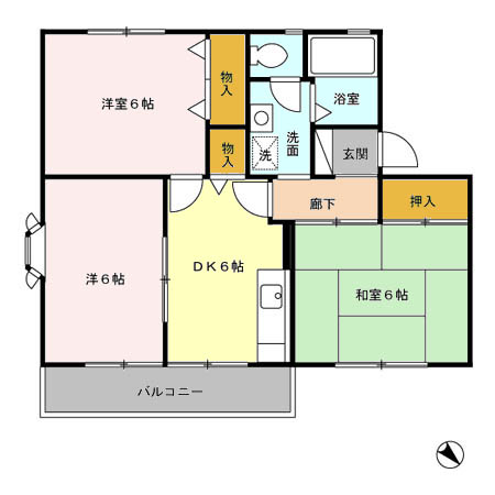 府中市是政のアパートの間取り