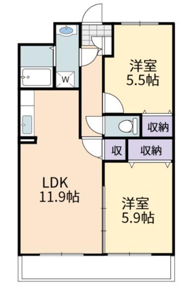 東広島市高屋町稲木のマンションの間取り