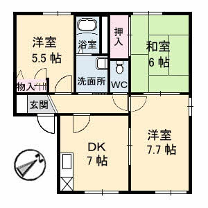 カーサ焼山中央D棟の間取り