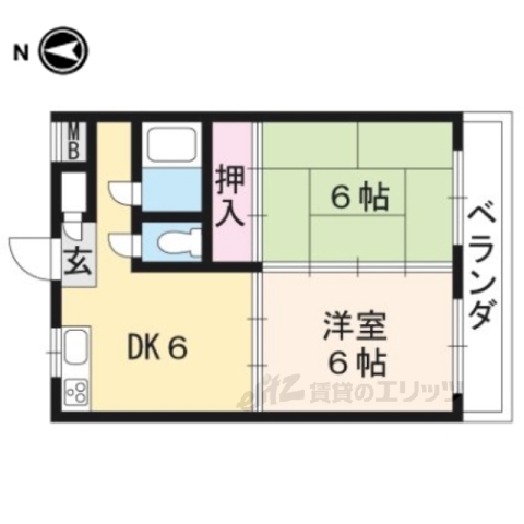 京都市西京区松室荒堀町のマンションの間取り