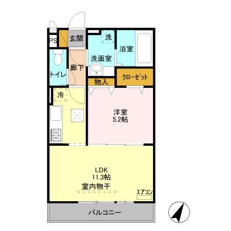 所沢市大字下安松のアパートの間取り