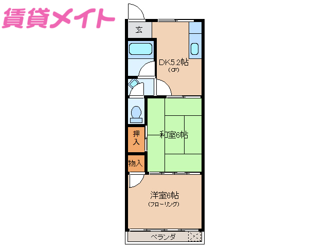 鳥羽市堅神町のアパートの間取り