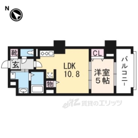 京都市山科区東野片下リ町のマンションの間取り