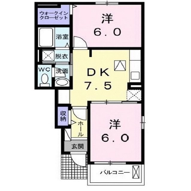 福山市御幸町大字下岩成のアパートの間取り