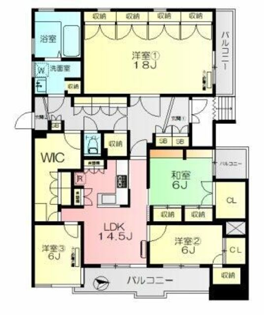 相模原市中央区小町通のマンションの間取り