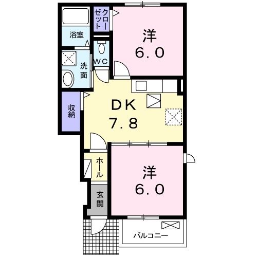 八代市西片町のアパートの間取り