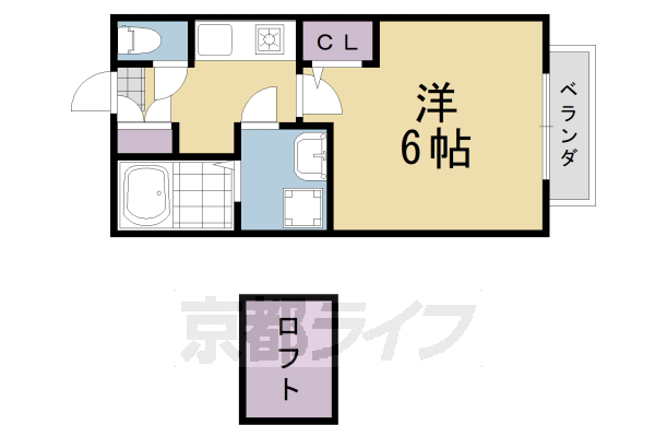 京都市西京区桂南巽町のアパートの間取り