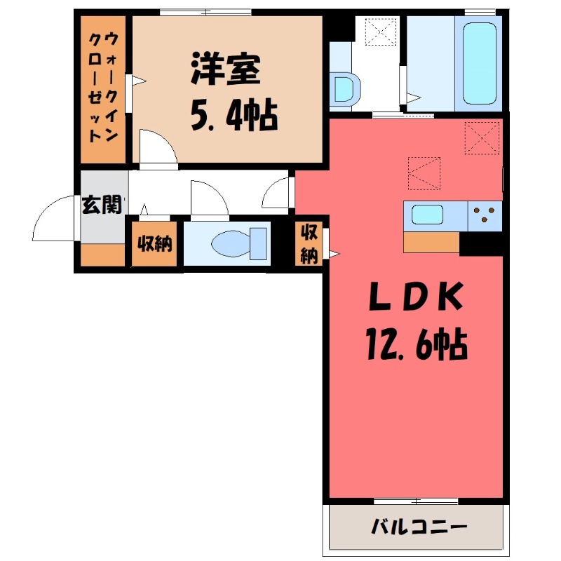 【小山市大字間々田のアパートの間取り】