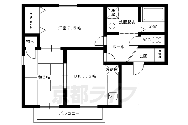 京都市南区久世中久世町３丁目のアパートの間取り