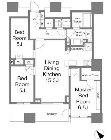 中央区勝どきのマンションの間取り