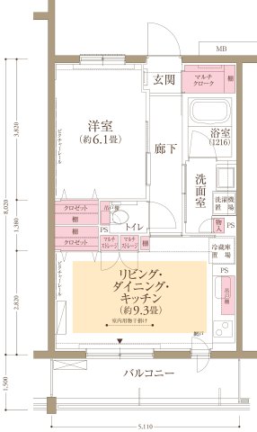 川崎市高津区上作延のマンションの間取り