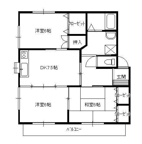 フジハウス（3DK）の間取り