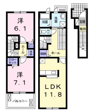 【東海市東海町のアパートの間取り】