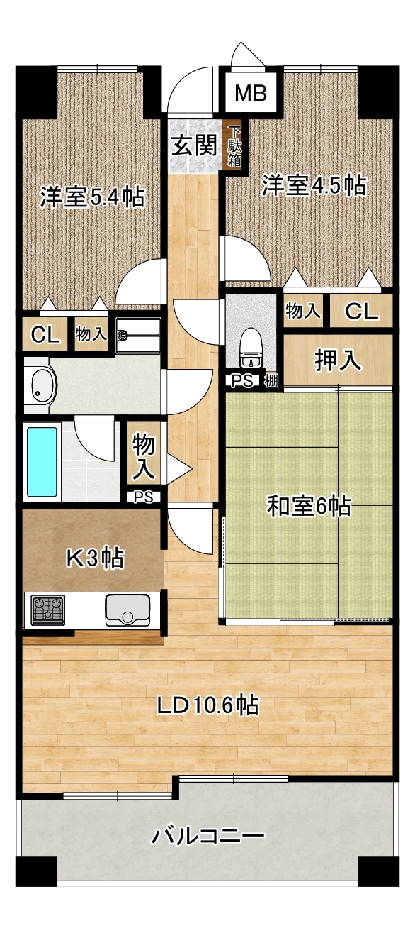 ファミールヴィラ紀伊田辺Ｂ棟の間取り