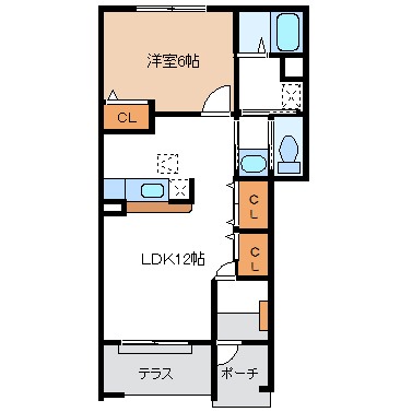 多治見市旭ケ丘のアパートの間取り