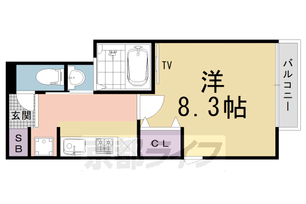 京都市中京区聚楽廻南町のマンションの間取り