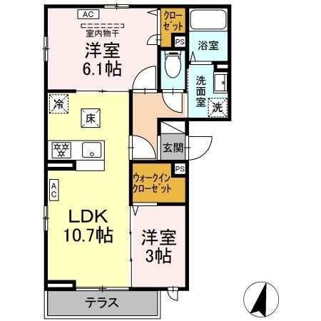 茅ヶ崎市東海岸北のアパートの間取り