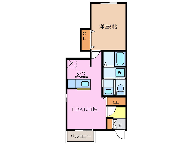 松阪市中林町のアパートの間取り