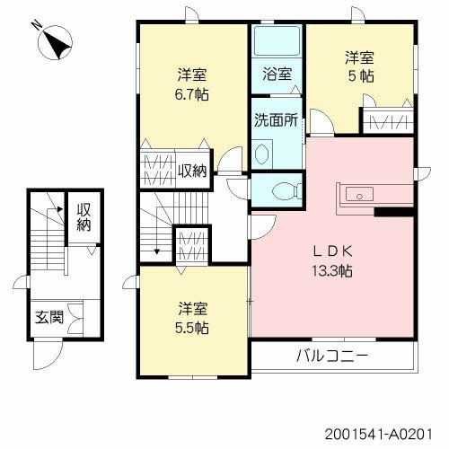 北九州市八幡西区永犬丸南町のアパートの間取り