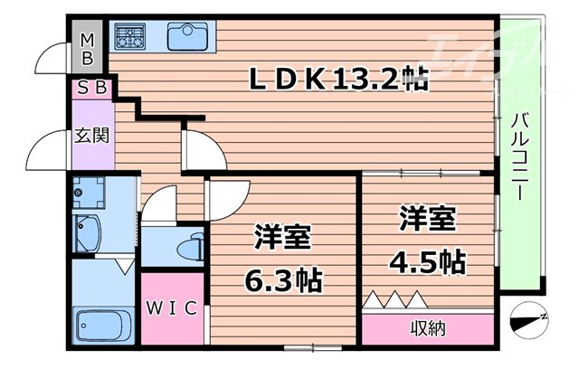 吹田市千里山松が丘のマンションの間取り