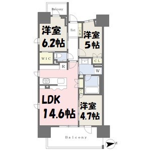 プラウド高岳カームコートの間取り