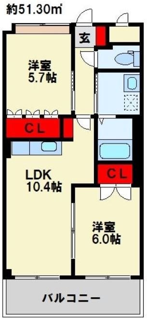 飯塚市小正のアパートの間取り