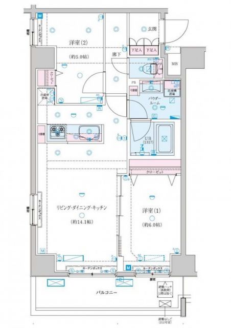 横浜市神奈川区子安通のマンションの間取り