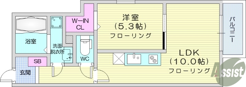 仙台市青葉区滝道のアパートの間取り