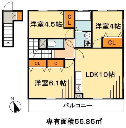 市川市曽谷のアパートの間取り