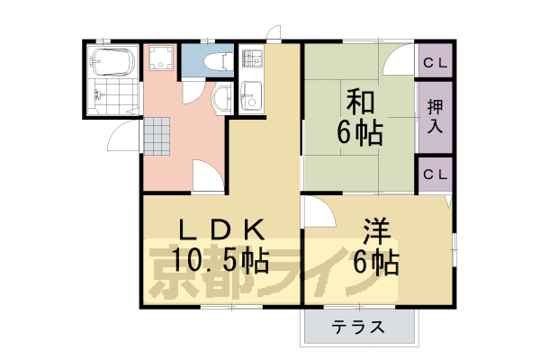 亀岡市篠町篠のアパートの間取り