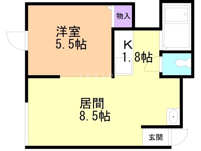 札幌市東区中沼西五条のアパートの間取り