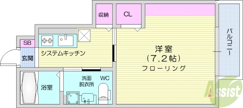 柴田郡大河原町大谷のアパートの間取り