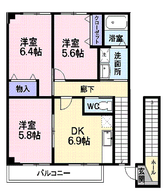 シャンブル・アロリBの間取り