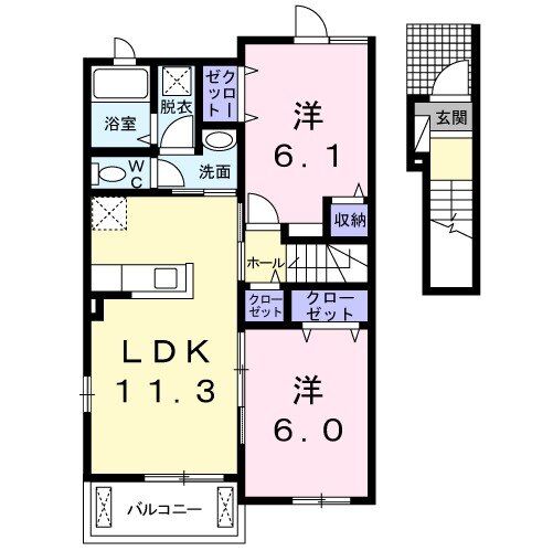 西尾市一色町前野のアパートの間取り