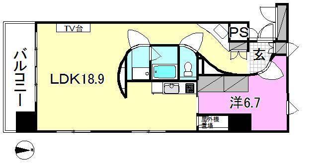 松山市千舟町のマンションの間取り