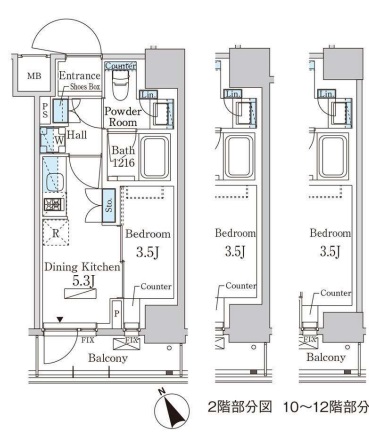 中央区日本橋茅場町のマンションの間取り