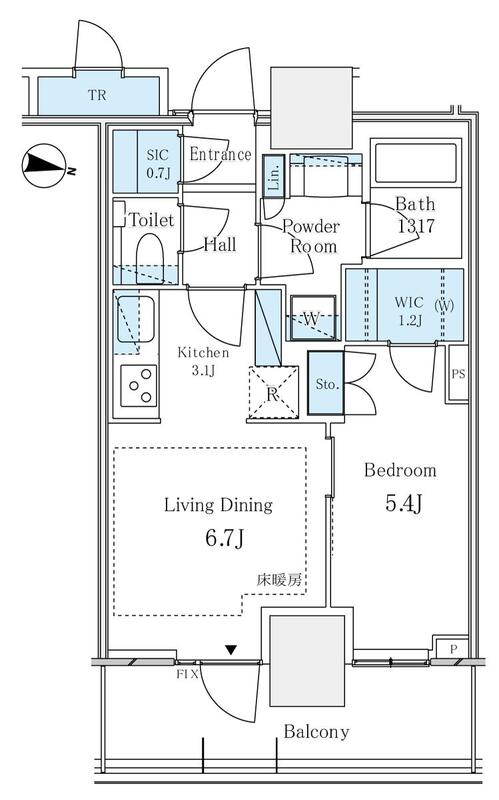 新宿区西新宿のマンションの間取り