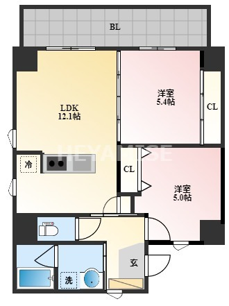 長崎市籠町のマンションの間取り