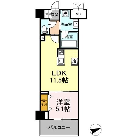 呉市阿賀中央のマンションの間取り