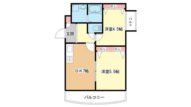 豊中市北条町のマンションの間取り