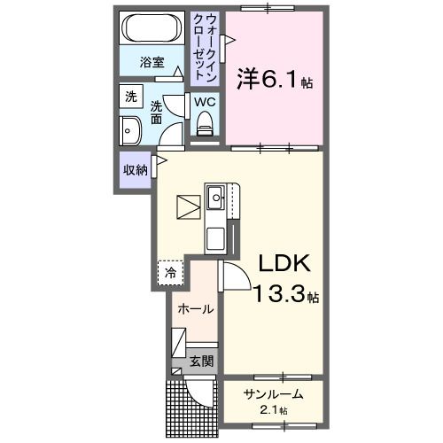 愛知県西尾市巨海町佐円（アパート）の賃貸物件の間取り