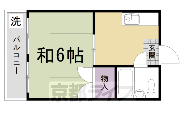 京都市右京区太秦野元町のマンションの間取り