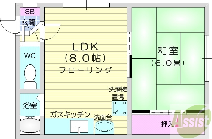 札幌市東区北三十四条東のアパートの間取り