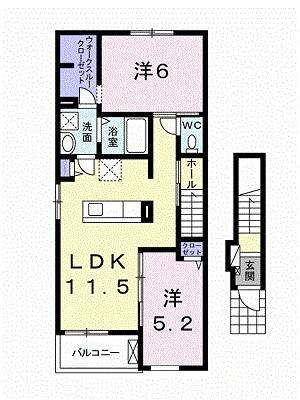 伊予市下吾川のアパートの間取り