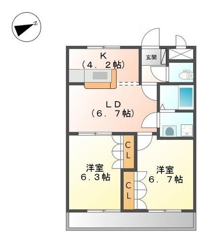 【松山市小川のアパートの間取り】