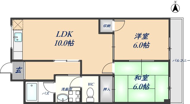 八尾市西久宝寺のマンションの間取り