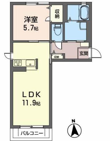 山形市鈴川町のアパートの間取り