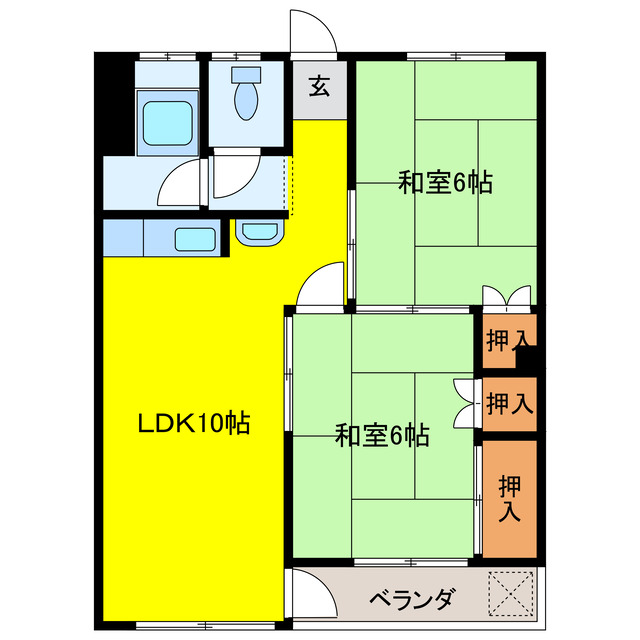 岐阜市六条大溝のマンションの間取り